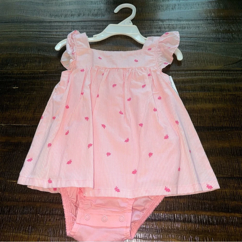 Pink Striped Baby Dress with Bloomers